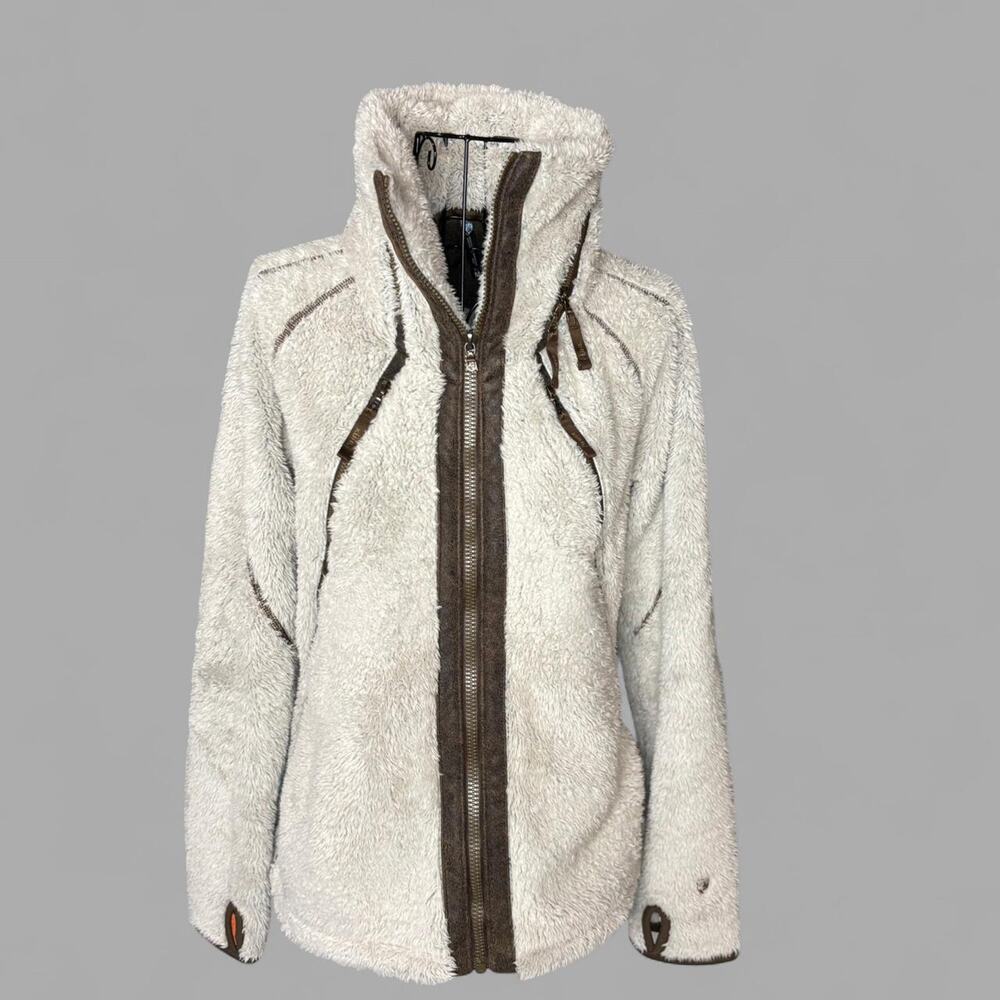 KÜHL Flight Jacket Women's M Oatmeal Sherpa Fleece Full Zip